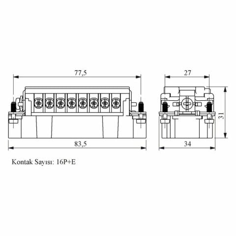 EMAS EB016CF00 16 KUTUPLU ÇEKİRDEK FİŞ