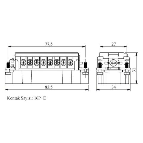 EMAS EB016CF00 16 KUTUPLU ÇEKİRDEK FİŞ