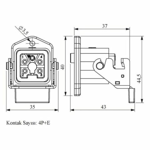 EMAS EBM05PM46 5 KONTAKLI MAKİNA PRİZ ALT.GİR.METAL AÇ