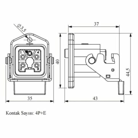 EMAS EBM05PM46 5 KONTAKLI MAKİNA PRİZ ALT.GİR.METAL AÇ