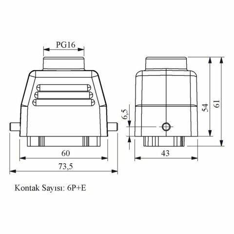 EMAS EBM06FU30 6 KONTAKLI UZATMA FİŞİ ÜST GİRİŞ