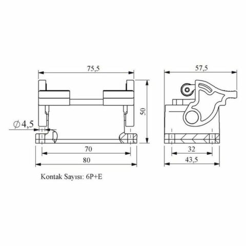 EMAS EBM06PM42 6 KONTAKLI MAKİNA PRİZİ ALT.GİR.İKİ MANDALLI MAKAR