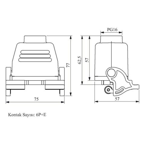 EMAS EBM06PU32 6 KONTAKLI UZATMA PRİZİ ÜST.GİR.İKİ MANDALLI MAKAR