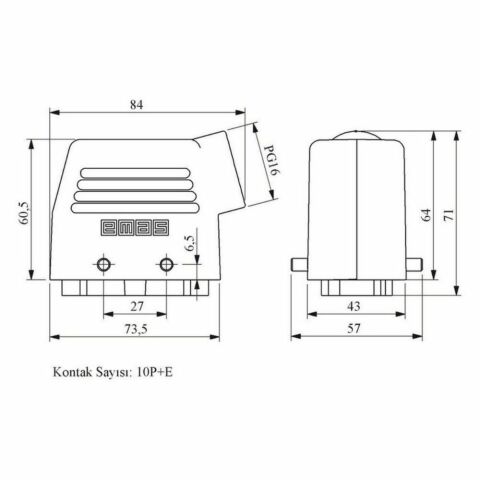 EMAS EBM10FU10 10 KONTAKLI UZATMA FİŞ YANDAN GİRİŞLİ