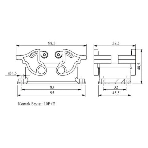 EMAS EBM10GM44 10 KONTAKLI MAKİNA GÖVDE ALT.GİR.DÖRT MAN.MAKARA