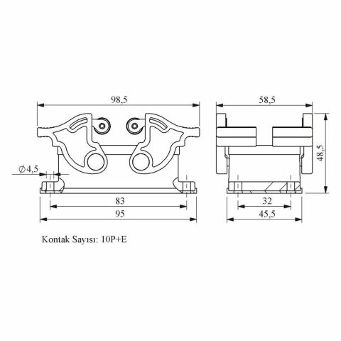 EMAS EBM10GM44 10 KONTAKLI MAKİNA GÖVDE ALT.GİR.DÖRT MAN.MAKARA