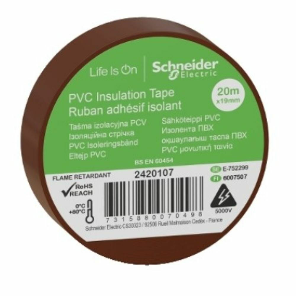 SCHNEIDER 2420107 19MMX20MT KAHVERENGİ PVC İZOLE ELEKTRİK BANDI