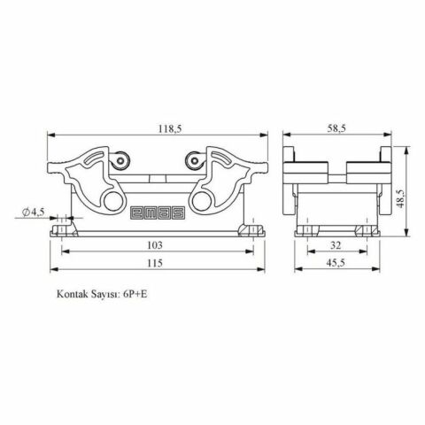 EMAS EBM606PM44 6 KONTAKLI 35A MAK.PRİZİ ALT.GİR.DÖRT MAND.MAKARA