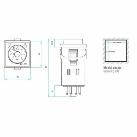 EMAS RZ1A2C03S-5 ZAMAN RÖLESİ 03 SN ANALOG 220 V