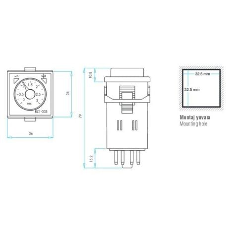 EMAS RZ1A2C03S-5 ZAMAN RÖLESİ 03 SN ANALOG 220 V