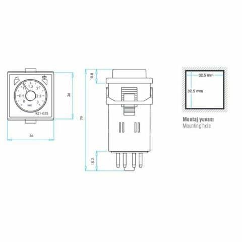 EMAS RZ1A2C03S-5 ZAMAN RÖLESİ 03 SN ANALOG 220 V