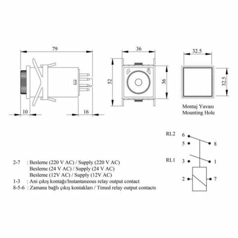 EMAS RZ1A2C06M-5 ZAMAN RÖLESİ 06 DK ANALOG 220 V