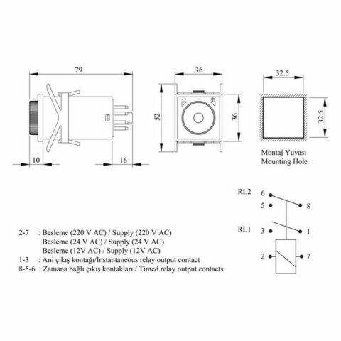 EMAS RZ1A2C06M-5 ZAMAN RÖLESİ 06 DK ANALOG 220 V