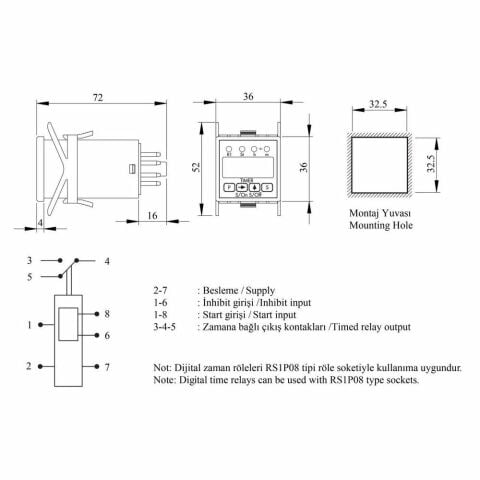 EMAS RZ1D1S-2 ZAMAN RÖLESİ DİGİTAL 24 VDC STARTLI