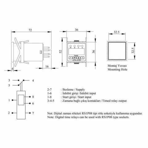 EMAS RZ1D1S-5 ZAMAN RÖLESİ DİGİTAL 220 VAC STARTLI