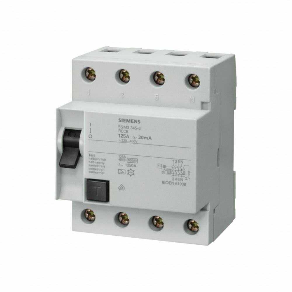 SIEMENS 5SM3645-0 KAÇAK AKIM KORUMA RÖLESİ 125A 400V 300MA TRİFAZE 3FAZ+NÖTR 70MM