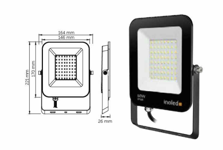 İNOLED 50W EGRA LED PROJEKTÖR(B-6500K)
