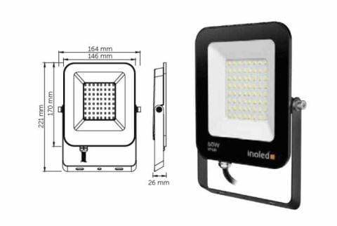 İNOLED 50W EGRA LED PROJEKTÖR(B-6500K)