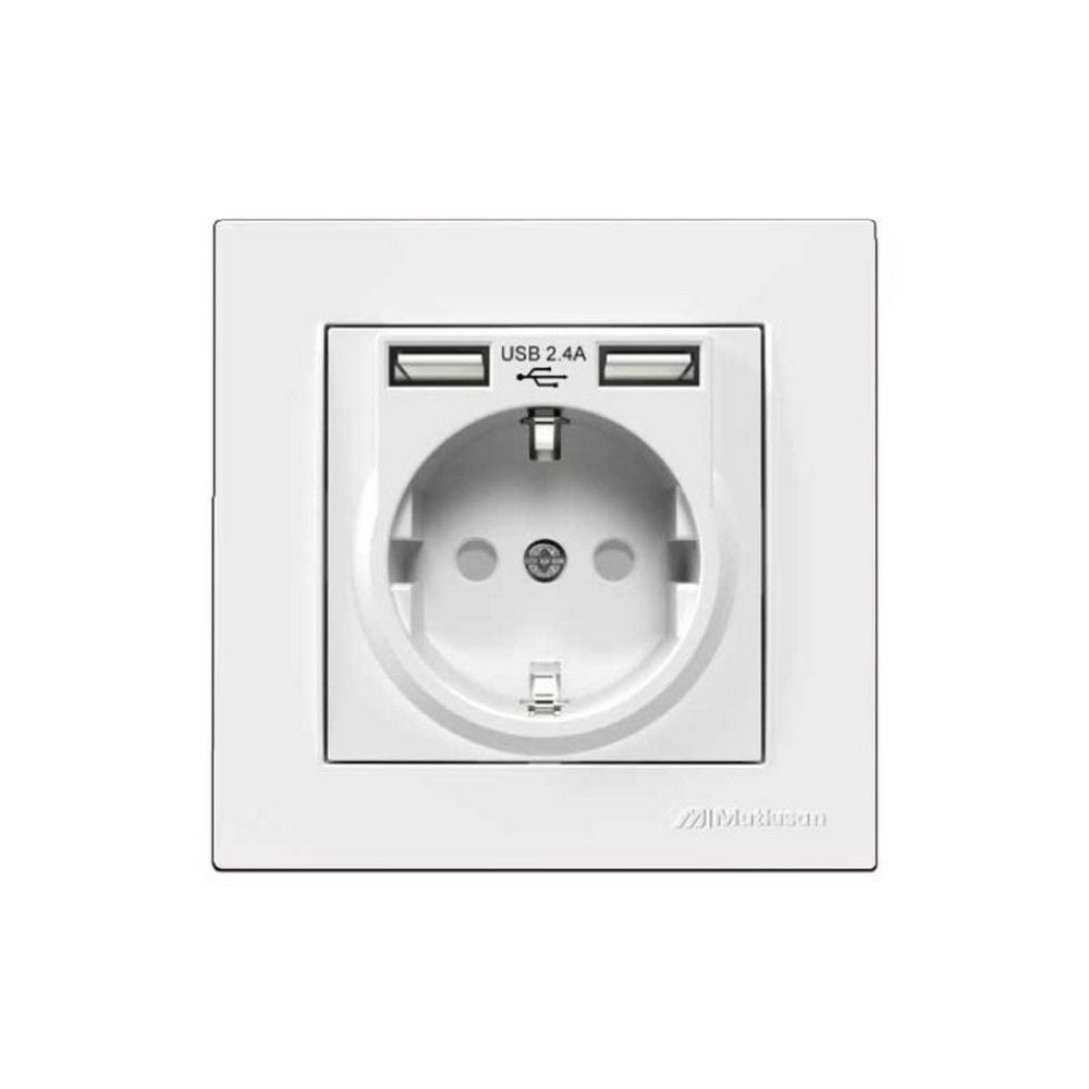 MUTLUSAN RİTA BEYAZ TOPRAKLI PRİZ USB'Lİ
