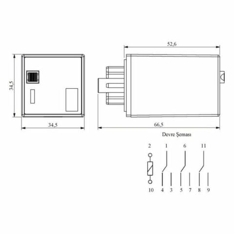EMAS RE1P11AC012 RÖLE 3 KONTAK 11 PİN 12 V AC