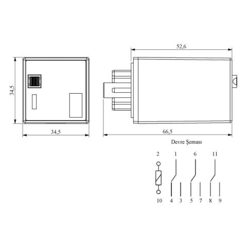 EMAS RE1P11DC110 RÖLE 3 KONTAK 11 PİN 110 V DC