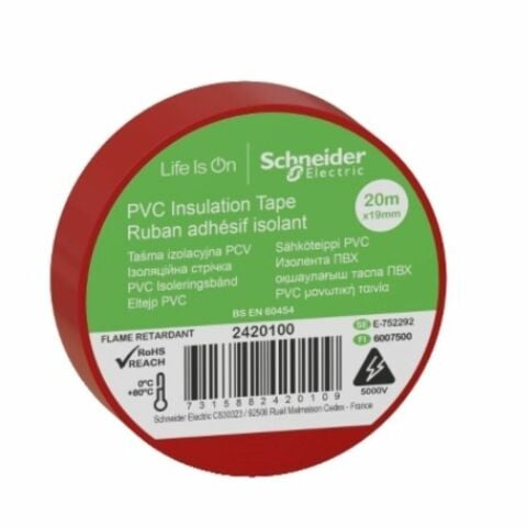 SCHNEIDER 24101000 19MMX20MT KIRMIZI PVC İZOLE ELEKTRİK BANDI