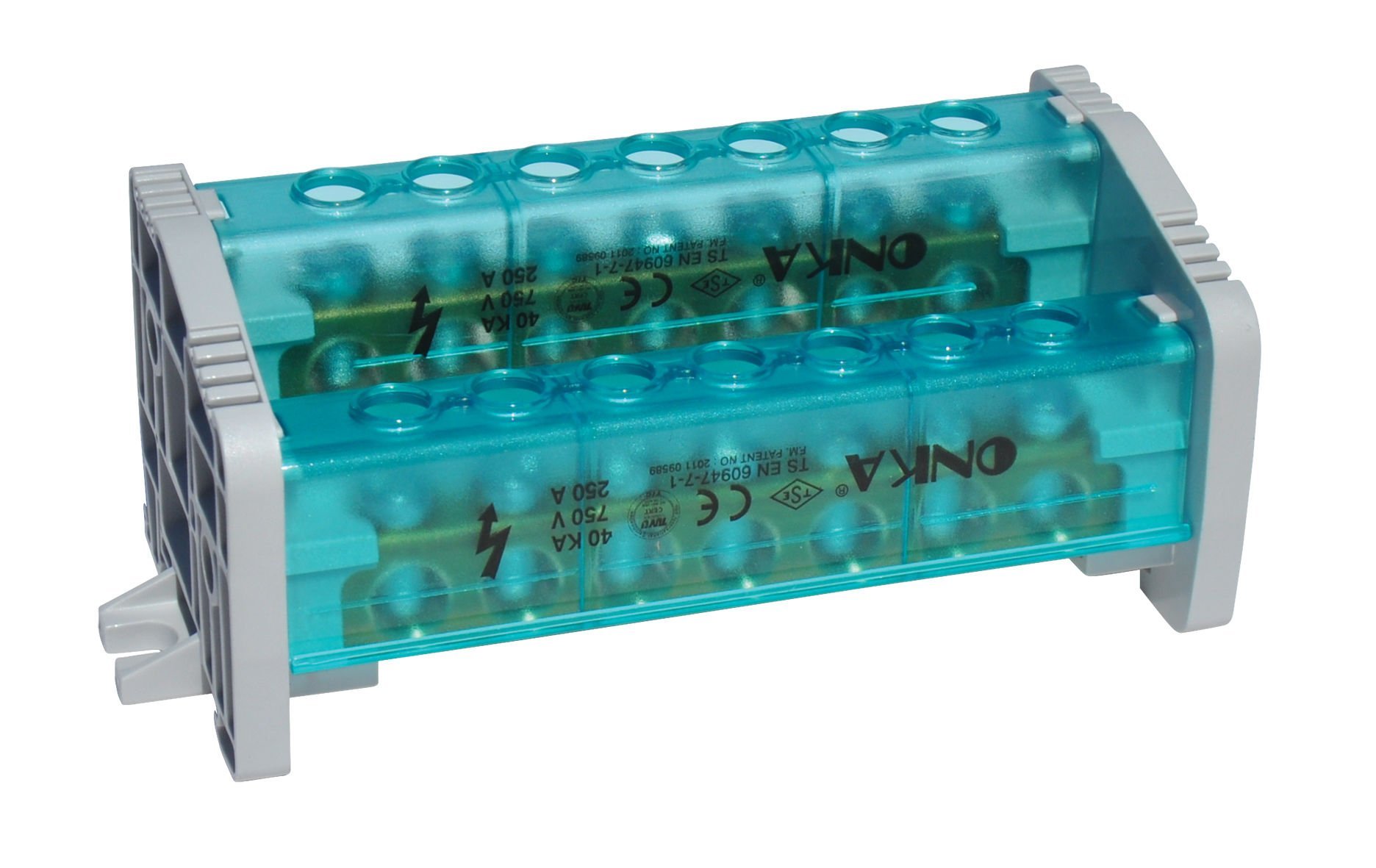 ONKA 10X15MM² 2/13 ÜÇ KUTUPLU DAĞITICI ÜNİTE, KAPAKLI (ALÇAK TİP) ONKA-2184