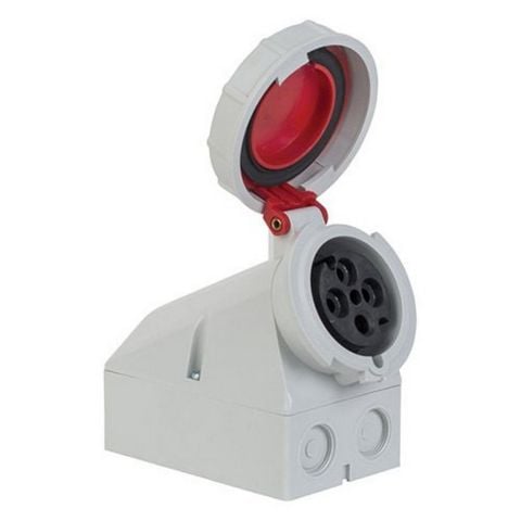 METE ENERJİ 4X32A. IP67 DUVAR PRİZİ EĞİK GÖVDELİ VİDALI BAĞLI T1149V