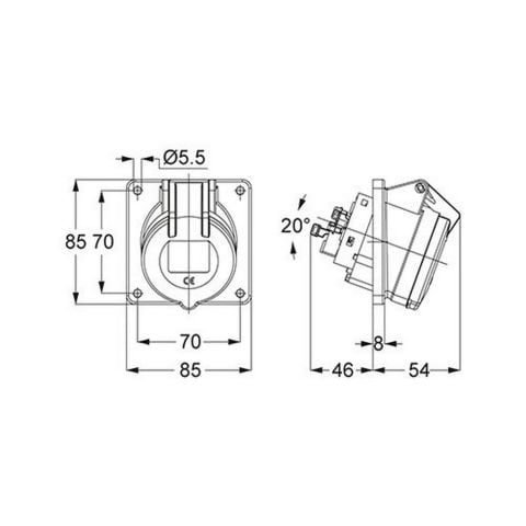 METE ENERJİ 5X16A. IP44 MAKİNE PRİZİ EĞİK VİDALI BAĞLANTI T12757V