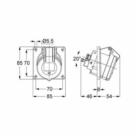 METE ENERJİ 5X16A. IP44 MAKİNE PRİZİ EĞİK VİDALI BAĞLANTI T12757V