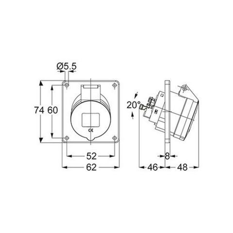 METE ENERJİ 3X16A. IP44 MAKİNE PRİZİ EĞİK VİDALI BAĞLANTI T12772V