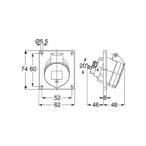 METE ENERJİ 3X16A. IP44 MAKİNE PRİZİ EĞİK VİDALI BAĞLANTI T12772V