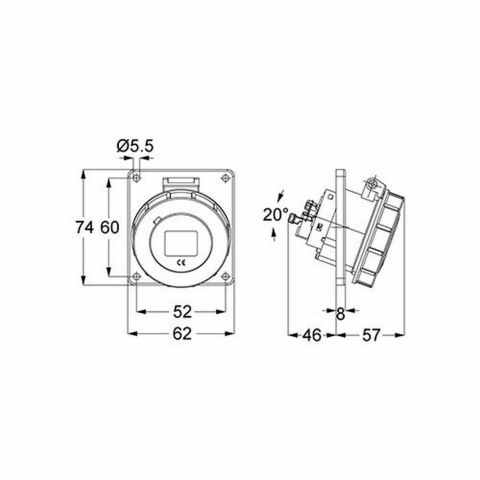 METE ENERJİ 3X16A. IP67 MAKİNE PRİZİ EĞİK VİDALI BAĞLI T12826V