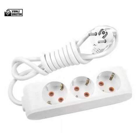 VİKO MULTİ-LET ÇOCUK KORUMALI ÜÇLÜ TOPRAKLI GRUP PRİZ 2 MT. KABLOLU 90113302