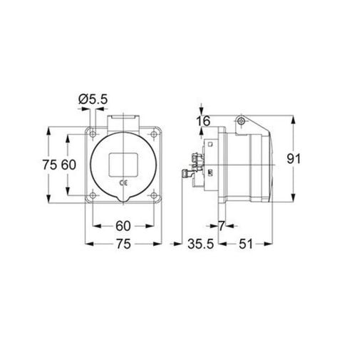 METE ENERJİ 5X16A. IP44 MAKİNE PRİZİ DÜZ VİDALI BAĞLANTI T132001V