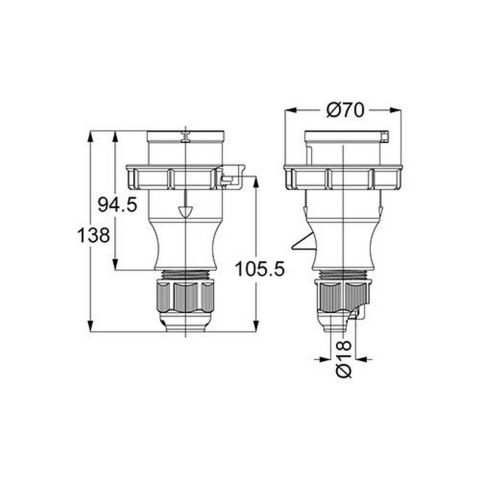 METE ENERJİ 3X16A. IP67 DÜZ FİŞ VİDALI BAĞLANTI T210389V