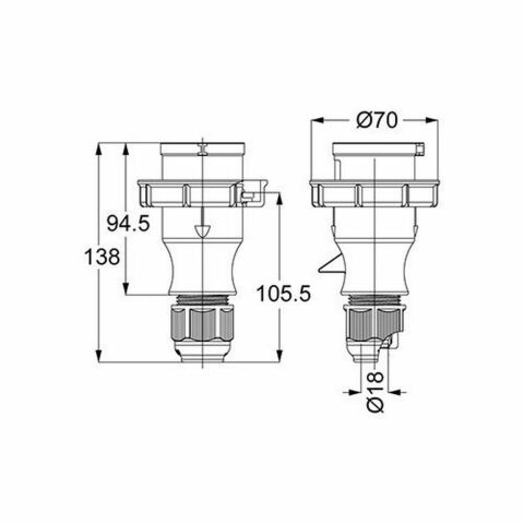 METE ENERJİ 3X16A. IP67 DÜZ FİŞ VİDALI BAĞLANTI T210389V