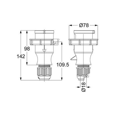 METE ENERJİ 4X16A. IP67 DÜZ FİŞ VİDALI BAĞLANTI T210524V