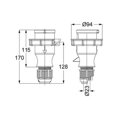 METE ENERJİ 3X32A. IP67 DÜZ FİŞ VİDALI BAĞLI T210525V