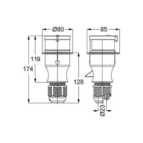 METE ENERJİ 5X32A. IP44 DÜZ FİŞ VİDALI BAĞLANTI T2148V
