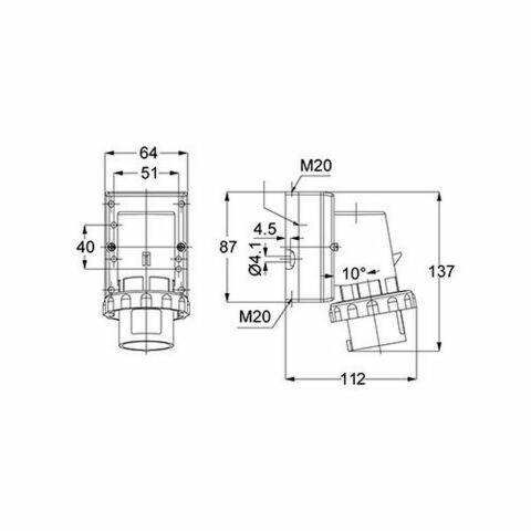 METE ENERJİ 3X16A. IP67 DUVAR FİŞİ EĞİK GÖVDELİ VİDALI BAĞLI T24444V