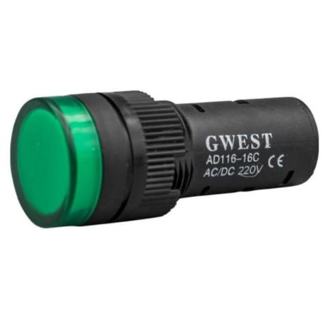 GWEST 16-Y 220V 16MM YEŞİL LEDLİ SİNYAL LAMBASI