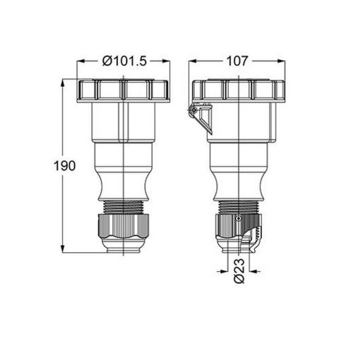 METE ENERJİ 5X32A. IP67 UZATMA PRİZİ VİDALI BAĞLANTI T310149V