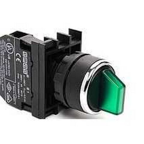 EMAS B100SL21Y IŞIKLI MANDAL BUTON YAYLI YEŞİL LED 0-1 1 NA