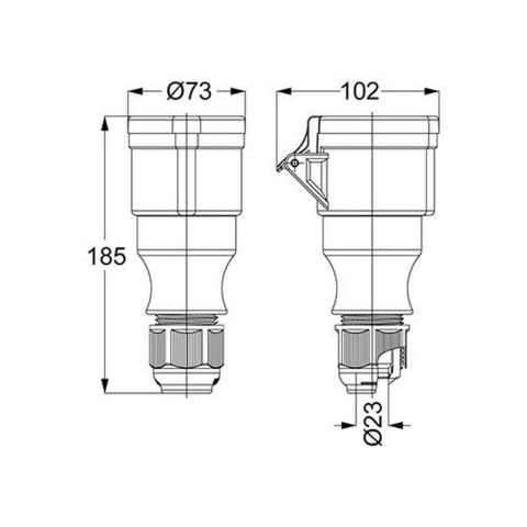 METE ENERJİ 5X32A. IP44 UZATMA PRİZİ VİDALI BAĞLI T3148V