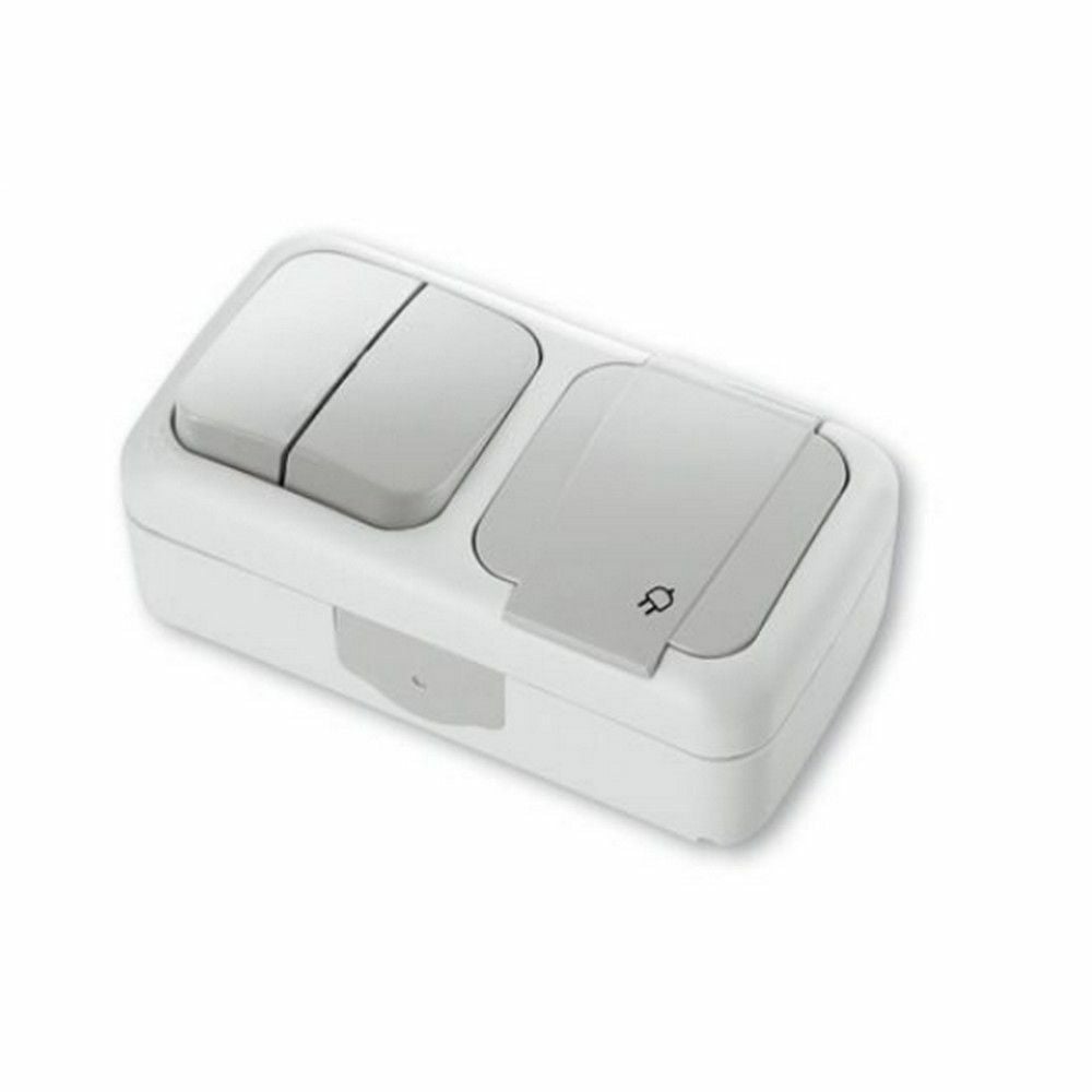 VİKO PALMİYE YATAY İKİLİ KOMBİNE ANAHTAR TOPRAKLI PRİZ 90555582