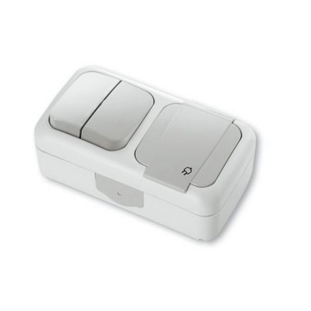 VİKO PALMİYE YATAY İKİLİ KOMBİNE ANAHTAR TOPRAKLI PRİZ 90555582