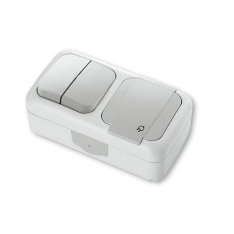 VİKO PALMİYE YATAY İKİLİ KOMBİNE ANAHTAR TOPRAKLI PRİZ 90555582