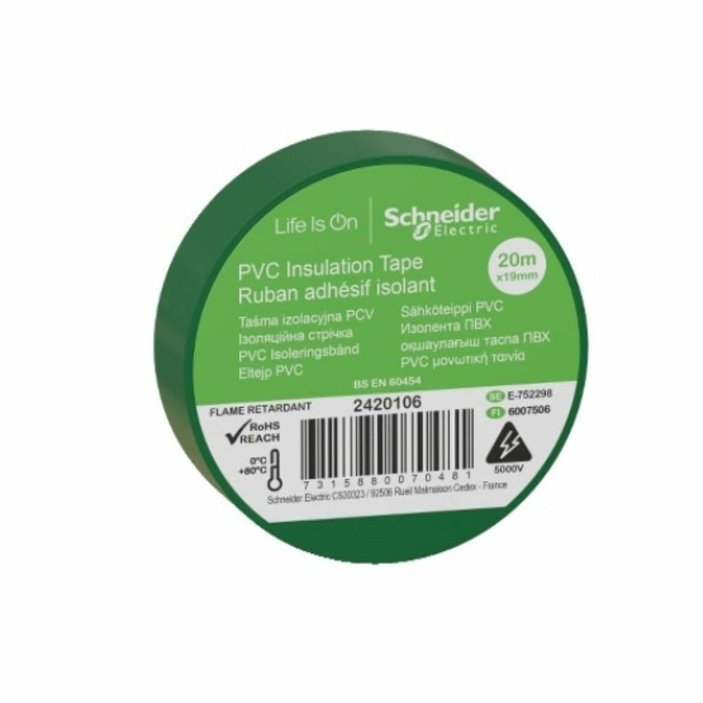 SCHNEIDER 2420106 19MMX20MT YEŞİL PVC İZOLE ELEKTRİK BANDI