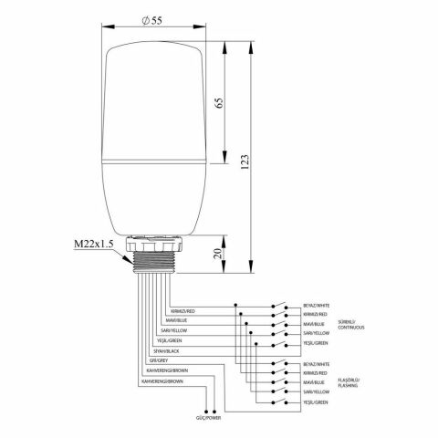 EMAS IF5M220XM05 ÇOK FONK IŞIK KOLON 55 MM 220V VİDALI .AYAKLI